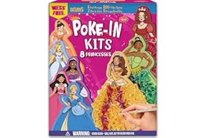 ATFUNSHOP 8 Packs Poke in Crafts Art Kits for Girl, Magical Prienceses Mess Free Kids' Paper Craft Kits, Birthday Gift for Girls 4 5 6 7 8 9 Years Old, DIY Presents, Mess Free Art Activity