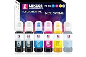 LNKCOS Lot de 6 cartouches d'encre de sublimation compatibles pour imprimantes ET-8550 ET-8500 (Photo noire, noire, magenta, jaune et cyan)