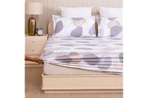 HOMEMONDE 100% Cotton Fitted Bed Sheet for Super King Size Bed Spheres of Serenity Printed Elastic Bedsheet (84 x 78 Inch) with 2 Pillow Covers Luxury Soft Bedding for Gifting
