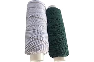 THE TRIMMING DEPARTMENT Shirring Shearing Elastic Thread, 20 Meter Each Colour Per Spool, Pack of 2 X 20m Spools, Sewing, Haberdashery, Craft, Smocking, Gathering, (White & Forest Green), 30 Colours Available