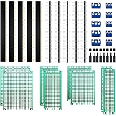 VooGenzek PCB Board Kits, Double Sided Printed Circuit Boards, Male/Female Header Connectors, 2/3 Screw Terminal Pins, Nylon
