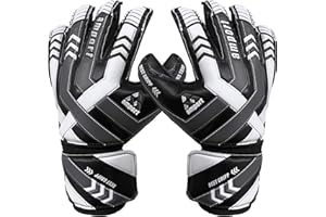 amport Goalkeeper Gloves – Finger Spine Protection, Hybrid Cut & Wide Double Layer Wristband – Unique Designed, Best Grippy and Consistent Palm Grip Goalie Gloves for Kids, Youth & Adult