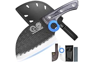 XYJ Autentico dal 1986, coltello da macellaio serbo con fodero, coltello da chef con verdure, manico in legno con fodero, per il campeggio all'aperto