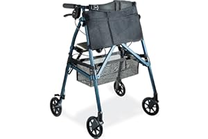 Stander EZ Fold-N-Go Rollator, Lightweight Folding 4 Wheel Rollator with Seat and Lockable Brakes, Elderly Limited Mobility Aid, Cobalt Blue (Eligible for VAT Relief in the UK)