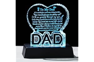 Arikyrist Crystal Dad Keepsake with LED Base - Decorative Plaque Gift for Fathers Day, Birthday, Christmas - K9 Crystal, Colored