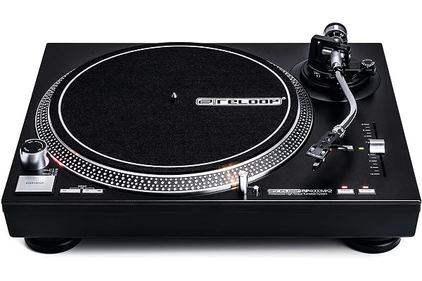 Reloop AMS-RP-4000 MK2 - Platine DJ à Quartz avec entraînement Direct à Couple élevé, Plateau Inclus, système de Captation Om Black, Coquille de tête, Tapis de Glissement et contrepoids, Noir