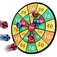 ALMAND Steel Double-Sided Dart Board Set with 3 Sticky Balls Rotating Number Ring Staple-Free Bullseye Throwing Line with Install Instruction-14 Inch (Nonwoven-Fabric)