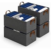 DALUCI 4 Pcs Wardrobe Organizer for Clothes - Foldable Fabric Storage Box with Metal Frame | Storage Basket for Almirah, Cupb