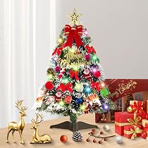 18 Mini Sapins De Noël Artificiels – Déco Maison, Village De Noël – 2 Tailles (4,3cm Et 3cm) – Vert Et Argent