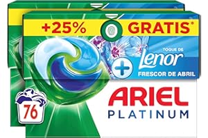ARIEL PODS Platinum Detergente Lavadora Liquido 76 Capsulas/Pastillas, Jabon Frescor de Abril, Limpieza Profunda Incluso en Ciclos Mas Frios