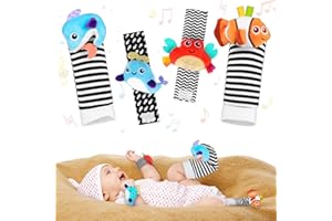 MPQMPQ Baby Sensory Toys 0-6 Months：Baby Wrist and Ankle Rattles Foot Finder Rattle Sock Wrist Rattle,Baby Essentials for Newborn Infant Toy Socks 0 3 6 9 12 Months Grils Boys Baby Gift