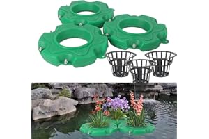 TWSOUL Schwimminsel Teich Blumentopf,Schwimmender Pflanzeinsatz für Gartenteich,Schwimminsel Teichpflanzen Pflanzgefäß,Teichinsel Pflanzkorb,Pflanzinsel für Wasserspiele Teichee Dekoration (Rund B, 3PCS)