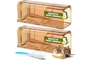 TAKRINK Trappola per Topi, Trappole Topi Umanitaria, Set di 2 Trappola Viva Riutilizzabile per Topi e Piccoli Roditori, Non Tossica, Facile da Pulire per Casa, Giardino, Garage Color caffè
