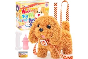 Tagitary Plush Toys Puppy Electronic Toy Dogs That Walk and Bark,Tail Wagging Fake Dog Interactive Dog Toy for Kids with Leash,Easter Christmas Birthday Gift for Toddlers Kids