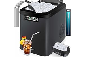 ‎KESSER KESSER® Eiswürfelbereiter | Eiswürfelmaschine Edelstahl | Ice Maker | 12 in 24h | Zubereitung in 7 min | 2,2 Liter Wassertank | 2 Eiswürfel-Größen | LED-Display | Selbstreinigungsfunktion mit Zubehör