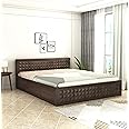 Strata Furniture Sheesham Wood Diamond King Size Bed with Box Storage and Headboard for Bedroom Living Room Home Wooden Double Bed Cot Palang Furniture (Walnut Finish)