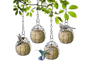 Kweiugfi 4 Pièces Mangeoires à Oiseaux, Support de Boulettes de Viande Suspendu, Station d'alimentation pour Oiseaux avec Crochets en Forme de S, Mangeoire à Oiseaux en métal à Suspendre pour Jardin