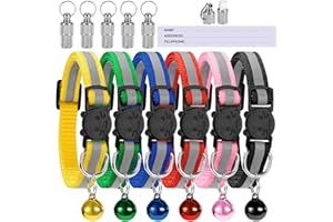 YSQEVN Collari per Gatti con Etichette ID Riflettente Regolabile Collare per Alcuni Cuccioli con Campanellino e Fibbia di Sicurezza 12 Pezzi