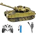 VGRASSP Remote Control 360 Degree Rotating Turret Army Battle Tank Toy for Kids with Light & Sound, 4 Function Remote and Rechargeable Battery for Military Tank - Color As Per Stock