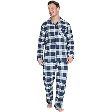 Pyjama heren lang katoen 4XL - pyjama set geruit tweedelige set nachtkleding gestreept hemdblouses met zak pyjamabroek oversized huispak sportief trainingspak, lichtblauw, XXL
