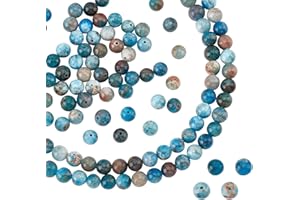NBEADS Environ 61 Pcs D'Apatite Naturelle, 6mm Pierre Ronde Grade AB, Perles Précieuses Naturelles D'Espacement pour DIY Bracelet Colliers Fabrication Bijoux