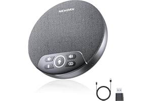 NEWORK Altoparlante Bluetooth per Conferenze, 4 microfoni AI 360° voce, riduzione rumore, batteria 2600mAh, USB-C/Dongle, Daisy Chain per sale grandi, compatibile con Zoom/Teams/Skype