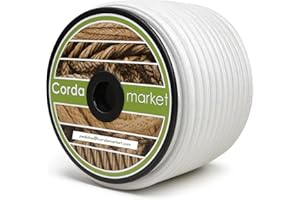CORDAMARKET+Goma Elástica, Cordón Elástico Resistente para Toldos Náutica Camping y Exteriores+Adulto Unisex+Blanca+10 mm +× 25 m