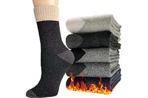 Hocerlu Thermal Socks for Men, 5 Pair Thick Cushioned Cosy Warm Wool Boot Socks for Work Hiking Walking Casual in Cold Winter, Size UK 6-11