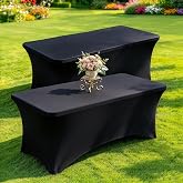 FAVE - Extendable Tablecloth 72" - Pack of 2 - Black | Stretch Spandex Tablecloth 180cm for Wedding Party Banquet Living Room