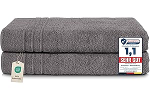 Komfortec Lot de 2 Serviettes de Sauna 80 x 200 cm 100% Coton XXL – Grandes Serviettes de Sauna Douces, à séchage Rapide, Gris Anthracite