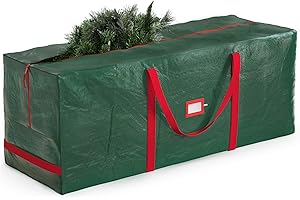 ZOBER Jumbo Christmas Tree Storage Bag - Fits 9 ft. Tall Christmas Trees - Durable Reinforced Carry Handles, Dual Zippered Storage Containers - Waterproof Xmas Tree Bag Protects from Dust, Moisture & Insect