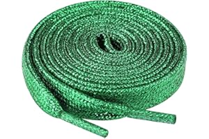 Olukssck 2 Paia Lacci Piatti Glitter Metallici Premium, Stringhe Scarpe Sportive, Lacci per Sneakers Resistenti, Lunghezza 80-100 - 120-140 - 160 cm, Larghezza 10 mm
