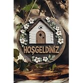 Kututr Hoş Geldiniz &Ccedil;i&ccedil;ekli Ev Uv Baskı 3D G&ouml;r&uuml;n&uuml;ml&uuml; Mdf Kapı S&uuml;s&uuml; &ndash; 33 Cm | Askılı Silinebilir Ks011,Beyaz 20 X