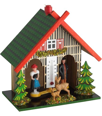 Trenkle Chalet Météo Traditionnel En Bois TU 0805 – Prévision Amusante Et Décorative Made In Germany