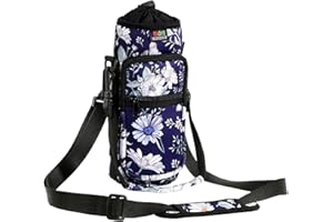 Nuovoware Water Bottle Carrier Bag,750ml/1000ml/1800ml Bottle Pouch Holder, Adjustable Shoulder Hand Strap 2 Pocket Sling Neoprene Sleeve Sports Accessories for Hiking Travelling Camping