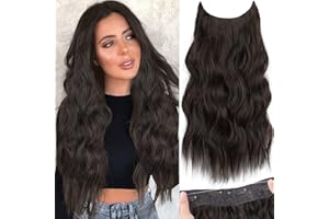 ENENBLAU Clip in Extension mit Gummiband Braun Haarverlängerung Lang locken Hair Extensions Synthetik wie Echthaar Günstig Unsichtbare Haarteil Extensions Dunkelbraun 068C