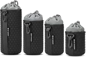 K&F Concept Objektivtasche, Objektivbeutel für Kameraobjektive in 4 Größen, weiche Objektivtasche mit Kordelzug für Canon, Nikon, Sony, Fuji, Sigma, Geeignet für tägliche und professionelle Fotografie