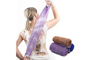 Pinkiou African Net Sponge,3 Pieces Shower Sponge with Handle, Bathing Body Exfoliating Shower Body Back Scrubber Soft Durable Nylon Suits for Daily Bathing for Women and Men, Purple+Blue+Coffee