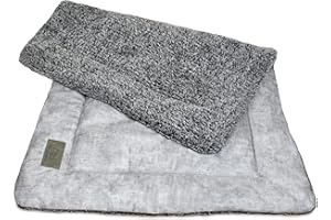 KaraLuna Hundematte 80 x 55 cm für daheim & unterwegs I Waschbar I 3 Größen erhältlich I Hundedecke Hundekissen gepolsterte Hundedecke flauschig (Grau)