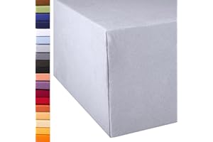 ‎AQUA-TEXTIL aqua-textil Exclusiv Spannbettlaken 180x200-200x220 cm Silber grau Jersey Baumwolle 230g/qm Spannbetttuch Elastan Laken