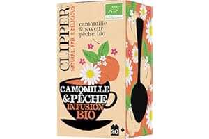 CLIPPER - Infusion Bio - Camomille et Pêche - Issu du Commerce Équitable - 20 Sachets d'Infusion - 1 Paquet