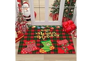 WELLXUNK Decorativo Navidad Alfombra, Navidad Alfombra Antideslizante, Felpudo de Navidad de Entrada, Alfombra Absorbente de Navidads, Navidads Felpudos, Alfom-Bra Navideña para Entrada (M6)