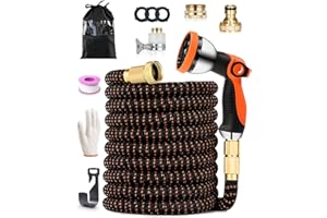 RUMICET Tuyau d'Arrosage Extensible 45m,10 Modes d'Arrosage,Tuyau d'Arrosage Flexible Avec Adaptateur 2/1 et 3/4 Pour Jardin, Tissu 3750D et d'une âme en Latex à 4 Couches, Pour l'arrosage du Jardin