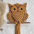 tms Bohemian Owl Macramé Wall Hanging - 12 x 24 Inch - Handcrafted Decor with Natural Elements - Boho Chic Home Décor Accent (Mustard)