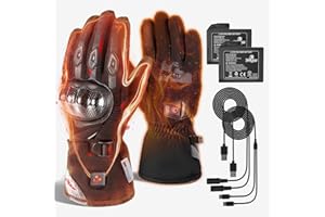 BORLENI Guanti Invernali Moto Riscaldati Uomo Donna Impermeabili con Batteria Ricaricabile, 4 Livelli di Calore con Modalità Intelligente, Touchscreen per Motociclismo Sci (M-XXL)