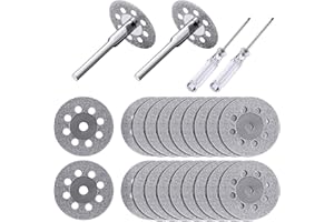 SHAPPY 20 Pieces 22 mm Diamond Cutting Wheel with 4 Pieces 3 mm Mandrel and 2 Pieces Cross Crystal Screwdriver for Dremel Rotary Tools