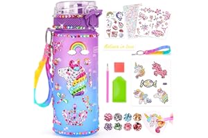 Einhorn Geschenke für Mädchen 5 6 7 8 9 Jahre: Trinkflasche Bastelset Kinder ab 6 8 10 11 12 Jahre DIY Wasserflasche Basteln Diamond Painting Kinder Weihnachtsgeschenke Spielzeug Mädchen 4-12 Jahre