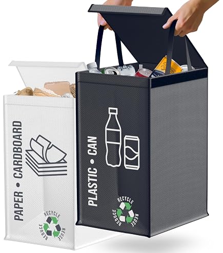 Conteneur Collecte Bouteilles 100L - Panier Recyclage Verre Plastique Avec Sac Amovible Et Couvercle Respirant