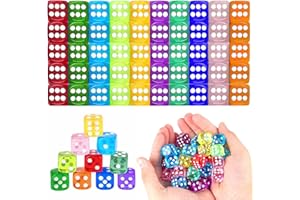 MXJFYY 100 PCS Dés Jeux de Table, Ensemble de dés Solide à 6 Côtés, 10 Couleurs 14 mm de Jeu de Gibier en Dés en Jeu, Ensemble de dés d'angle Ronde pour Tenzi, Farkle, Yahtzee