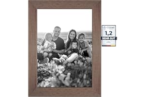 Cabbel Ramka na zdjęcia, 18 x 24 cm, stabilna rama z płyty MDF, nietłukące się szkło pleksi, do zawieszenia i postawienia, idealna do zdjęć/obrazów/kolażu (ciemny dąb)